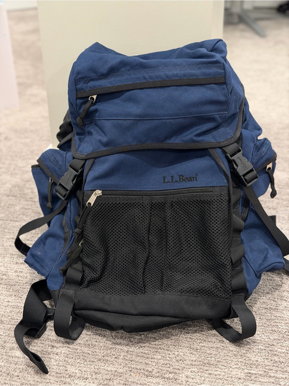 L.L.Bean Navy Blue Large Backpack Rucksack Travel Hiking Camping Bag
